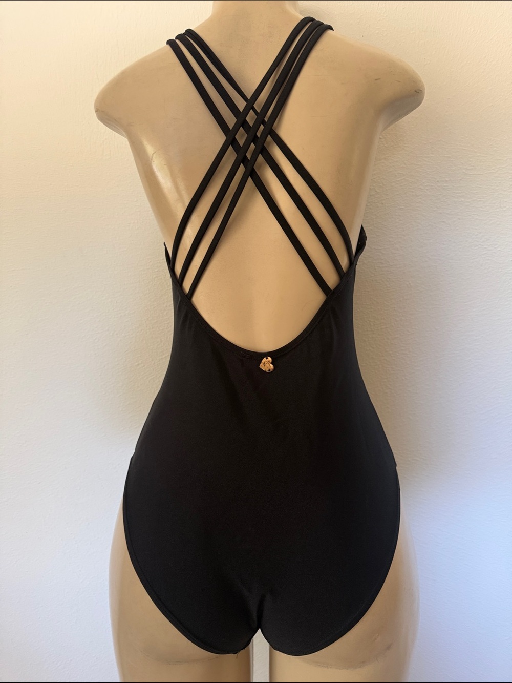 Catherine Malandrino Black One-Piece Swimsuit S strapped cris cross back - Picture 3 of 6
